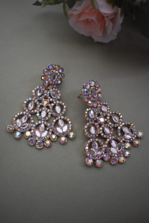 Rose Gold Kundan Studded Jewellery Set