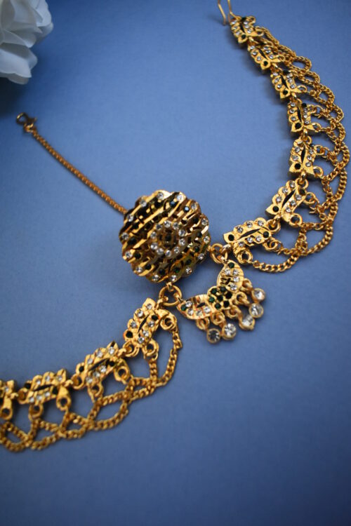 Gold Plated Stone Studded Borla Matha Patti