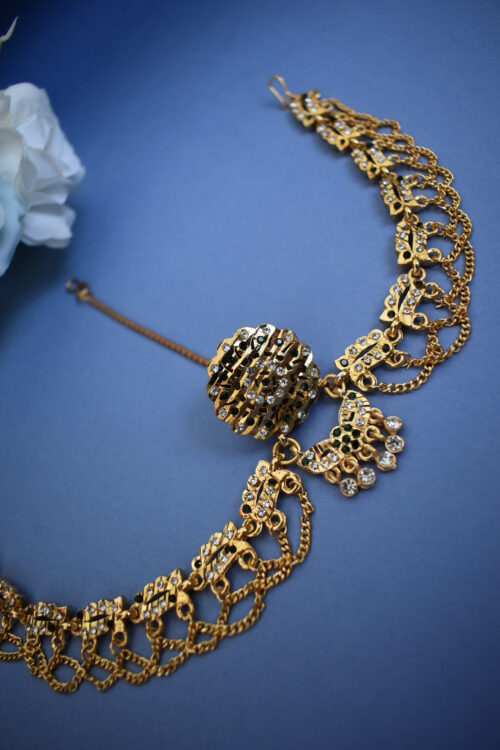 Gold Plated Stone Studded Borla Matha Patti