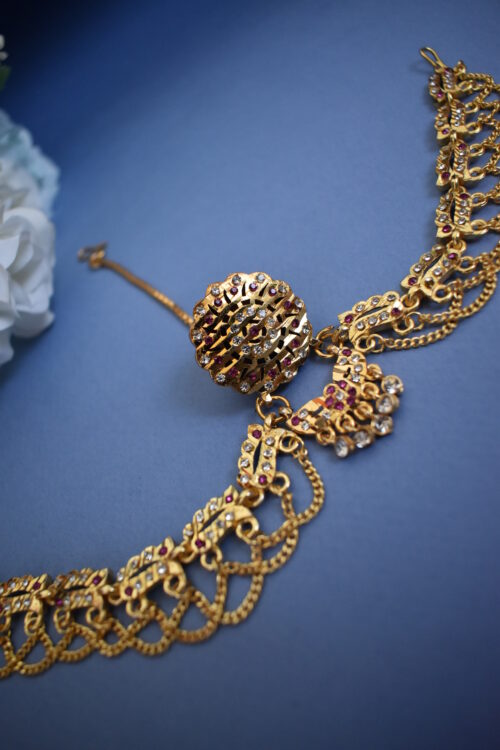 Gold Plated Stone Studded Borla Matha Patti