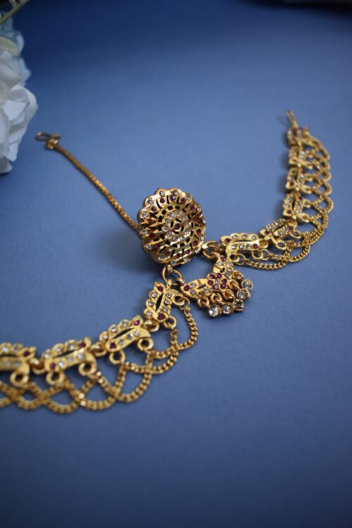 Gold Plated Stone Studded Borla Matha Patti
