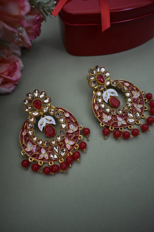 Kundan Maang Tikka With Drop Earrings