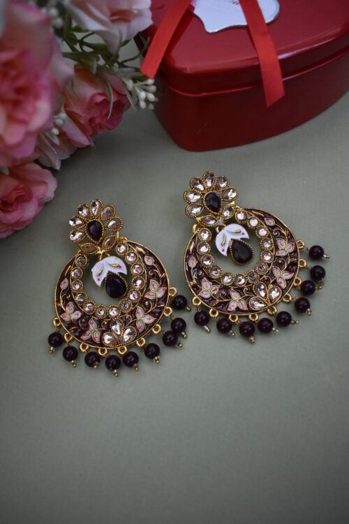 Kundan Maang Tikka With Drop Earrings