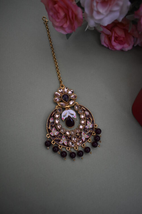 Kundan Maang Tikka With Drop Earrings