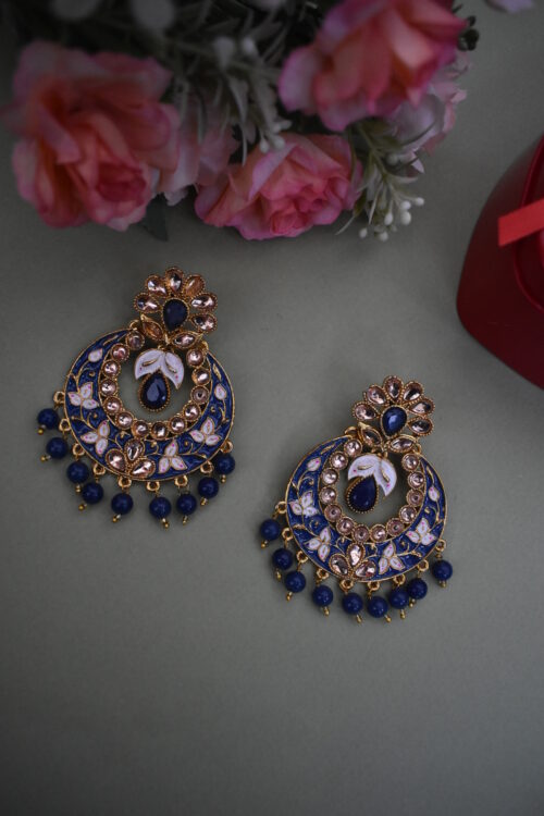 Kundan Maang Tikka With Drop Earrings