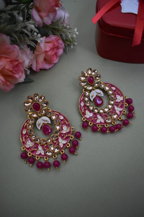 Kundan Maang Tikka With Drop Earrings