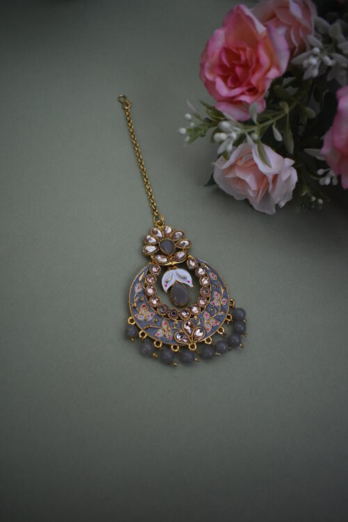 Kundan Maang Tikka With Drop Earrings
