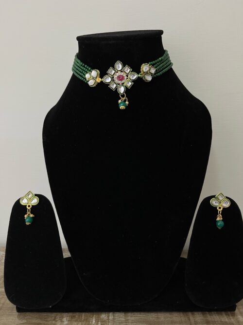 Beads And Kundan Studded Choker Set