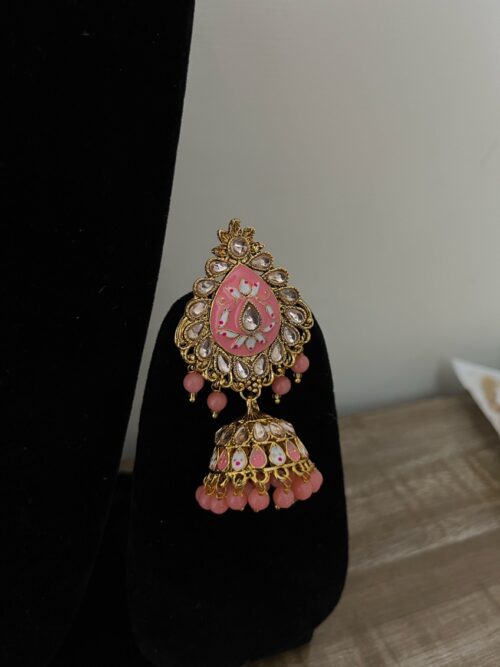 Gold Plated Meenakari Beads Jhumka Earrings Set