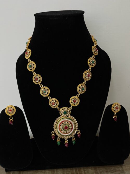 Gold Plated Long Chain Jewellery Set