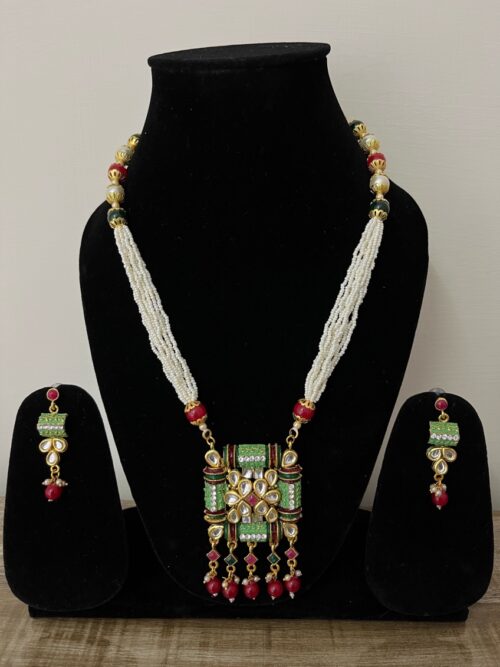 Kundan Studded Meenakari Long Jewellery Set