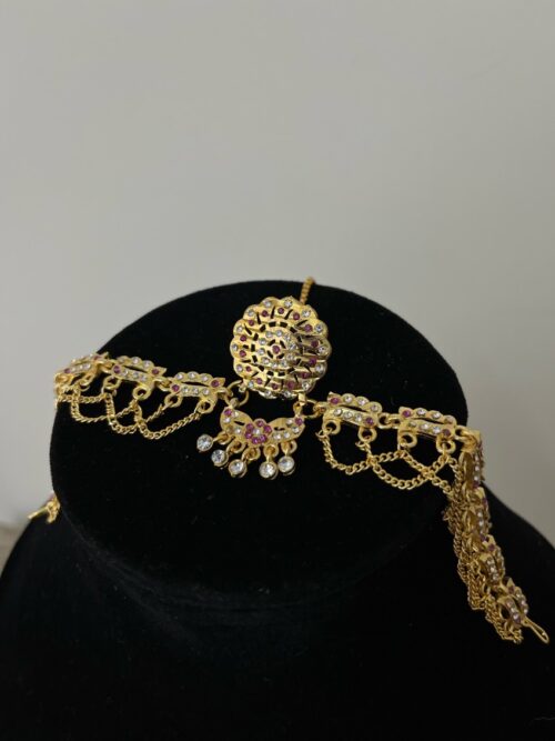 Gold Plated Stone Studded Borla Matha Patti