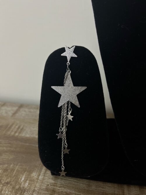 Glittery Silver Star Earrings
