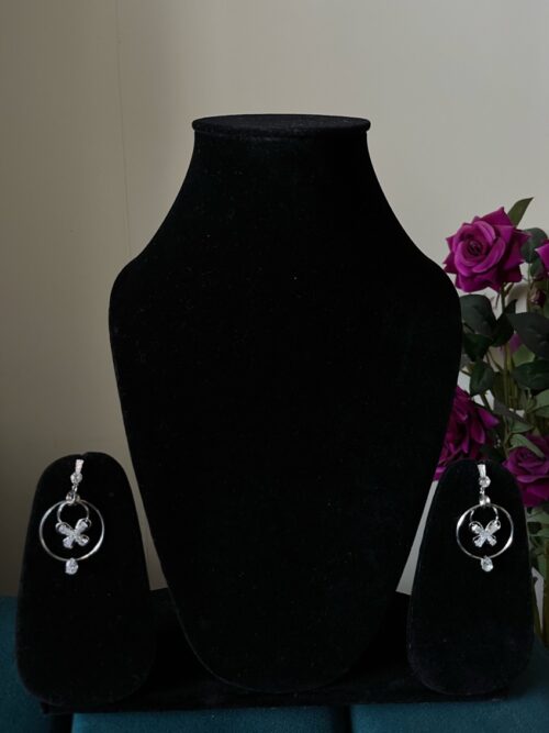 White Stone Studded Silver Earrings