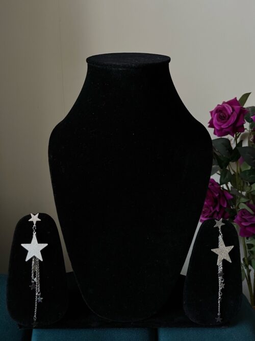 Glittery Silver Star Earrings