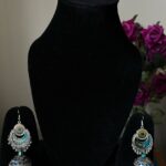 Oxidised Peacock Design Silver Earrings