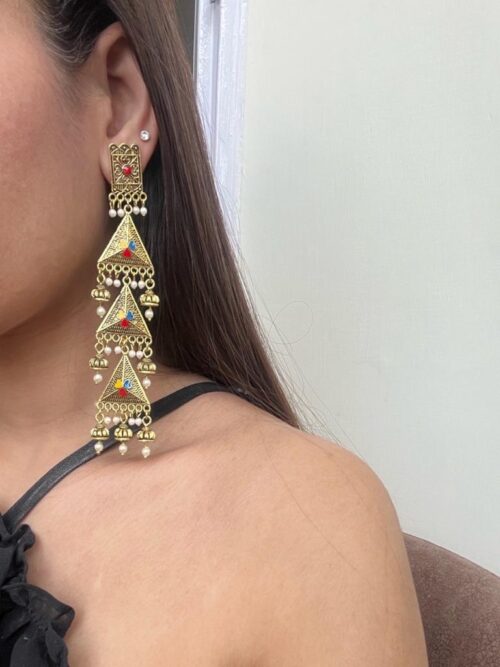 Multi Layer Pyramid Pearl Earrings