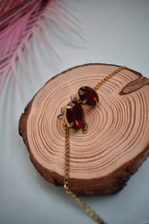 Gold Toned Crystal Choker With Earrings - Image 6