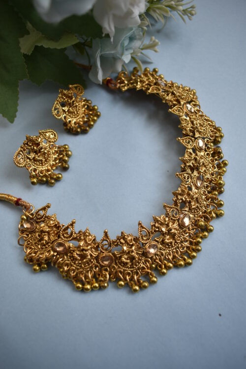 Gold Toned Ghungroo Necklace Set