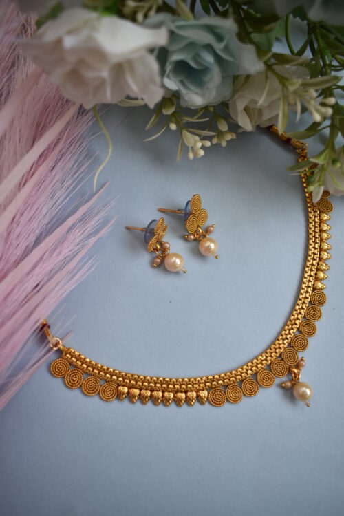 Traditional Wedding Wear Gold Toned Necklace Set