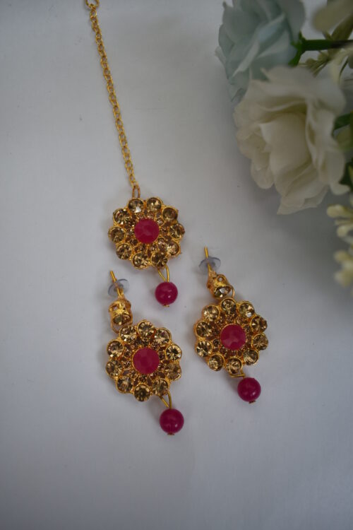 Gold Stones And Beads Necklace Set