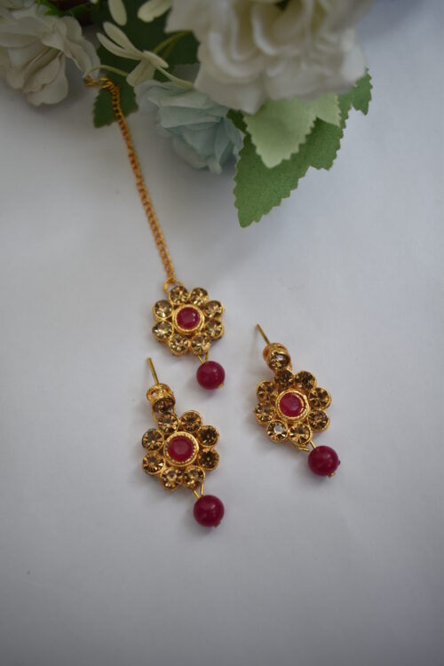 Gold Stones And Beads Necklace Set
