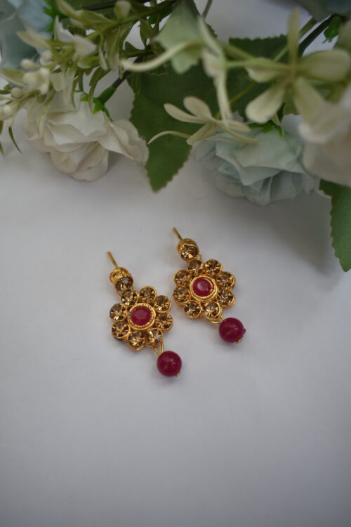 Gold Stones And Beads Necklace Set