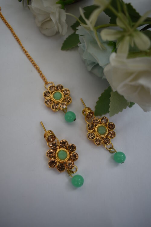Gold Stones And Beads Necklace Set