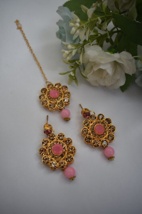 Gold Stones And Beads Necklace Set