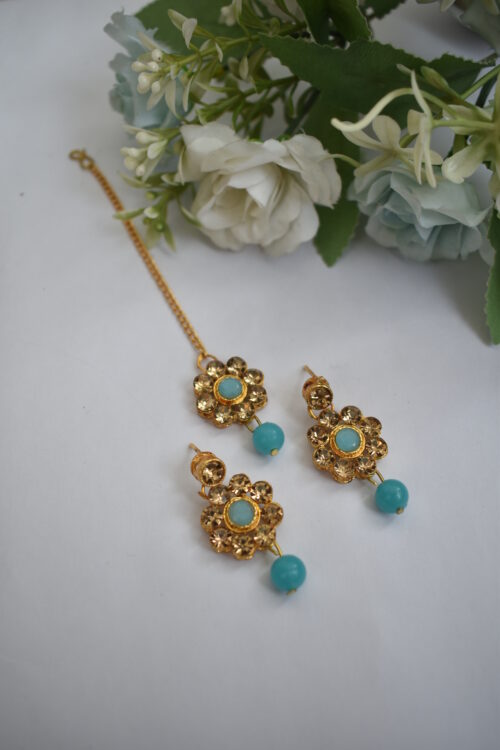 Gold Stones And Beads Necklace Set