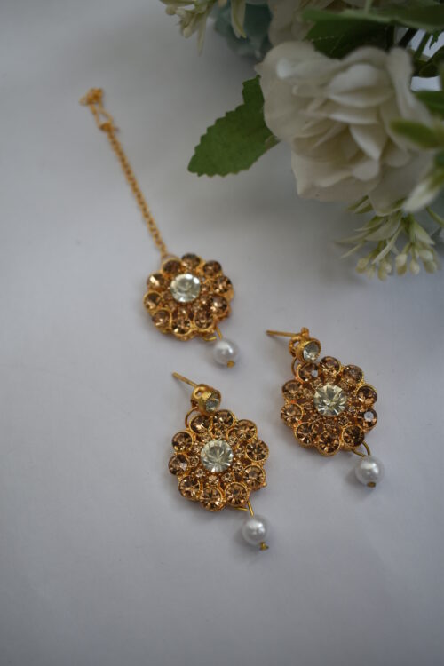 Gold Stones And Beads Necklace Set