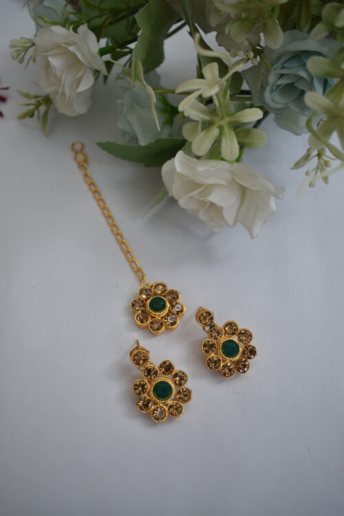 Gold Stone Studded Beads Necklace Set