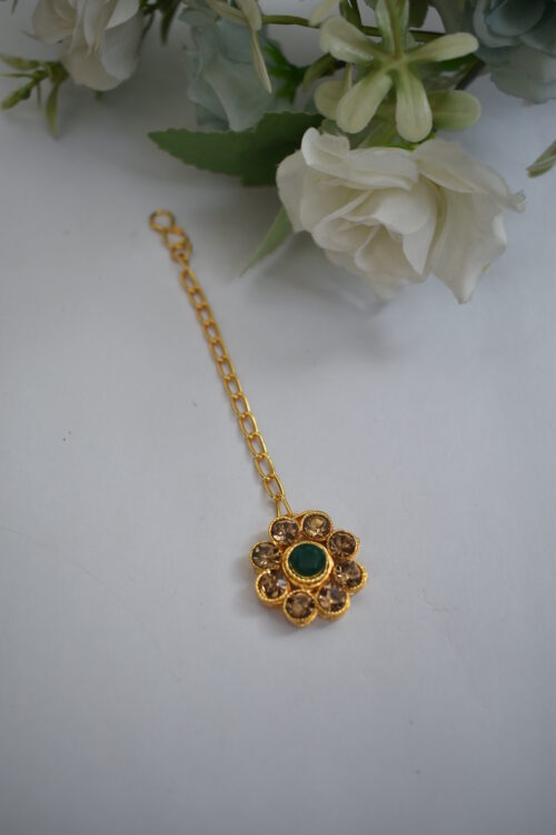 Gold Stone Studded Beads Necklace Set