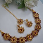 Gold Stone Studded Beads Necklace Set