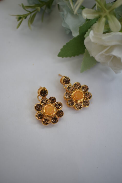 Gold Stone Studded Beads Necklace Set