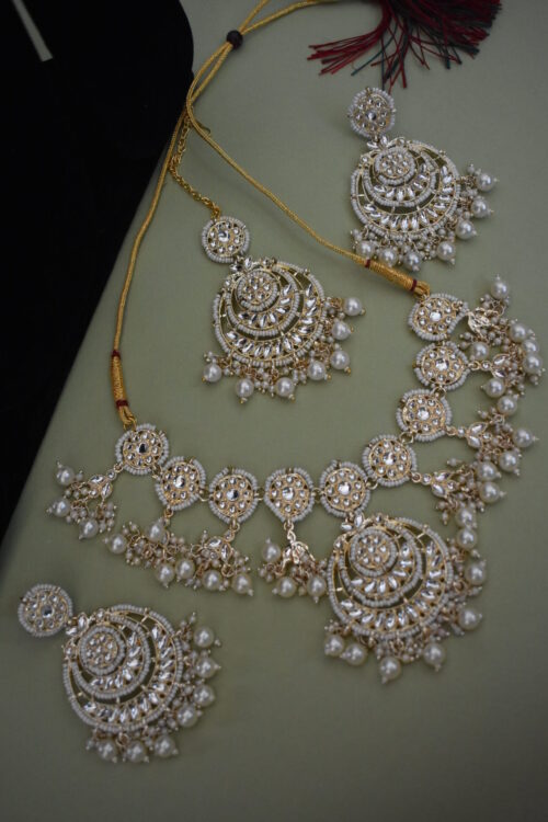 Pearls And Kundan Studded Wedding Wear Necklace Set