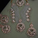 Rose Gold Mirror And Beads Studded Necklace Set With Paasa