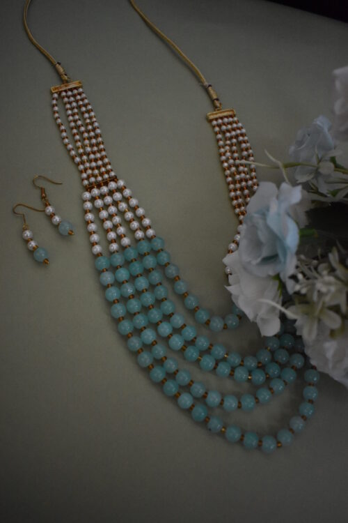 Fancy Long Moti Mala Necklace Set