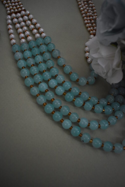 Fancy Long Moti Mala Necklace Set