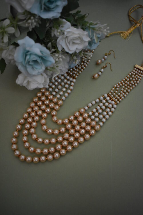 Fancy Long Moti Mala Necklace Set