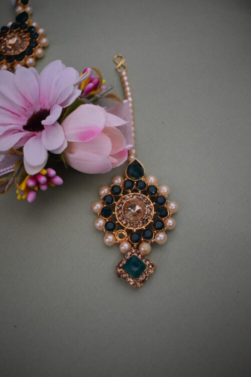 Stone Studded And Pearl Embellished Wedding Wear Necklace Set