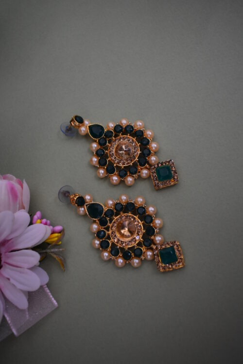 Stone Studded And Pearl Embellished Wedding Wear Necklace Set