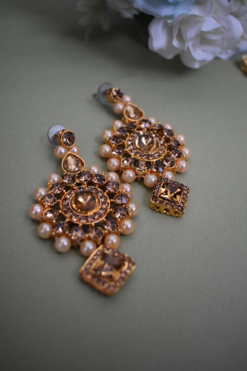 Stone Studded And Pearl Embellished Wedding Wear Necklace Set