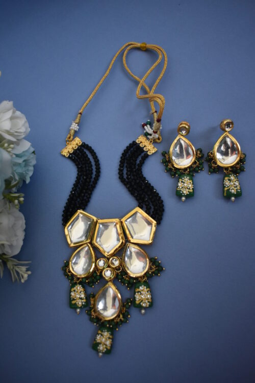 Traditional Big Kundan And Meenakari Long Necklace Set