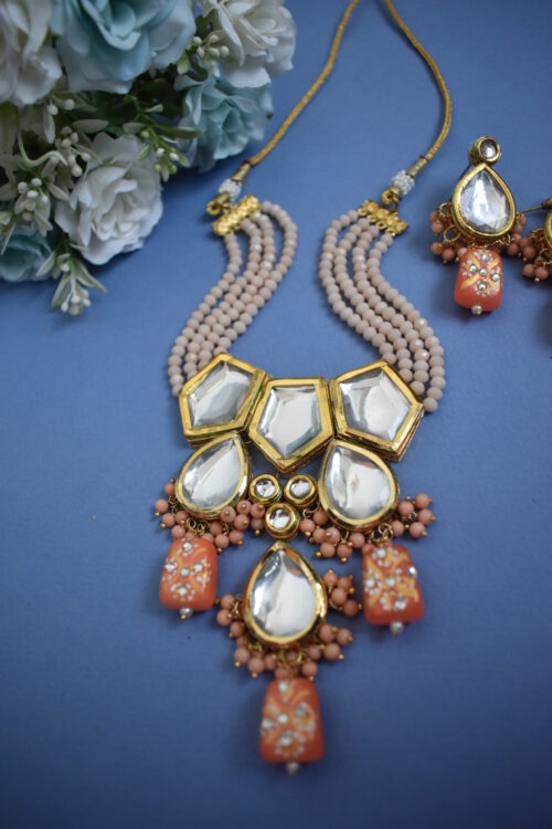 Traditional Big Kundan And Meenakari Long Necklace Set