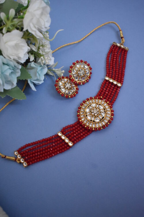 Crystal Kundan Choker Set with Earrings