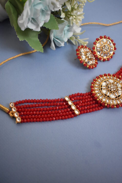 Crystal Kundan Choker Set with Earrings
