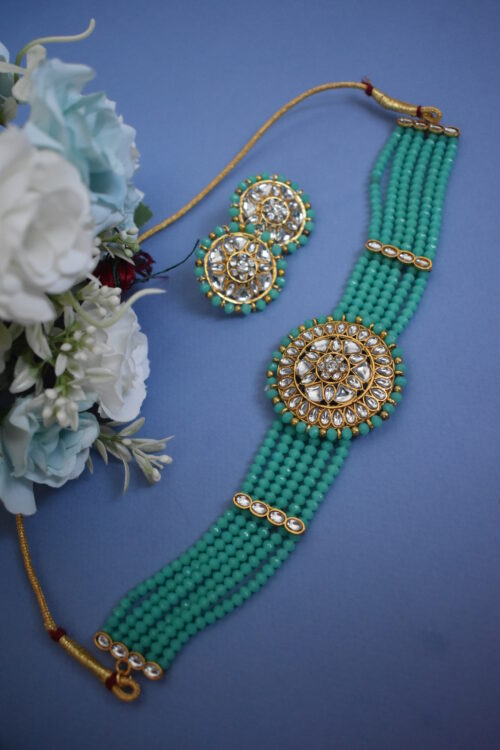 Crystal Kundan Choker Set with Earrings