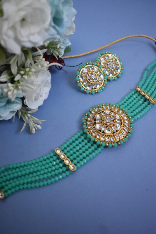 Crystal Kundan Choker Set with Earrings