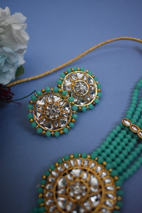 Crystal Kundan Choker Set with Earrings
